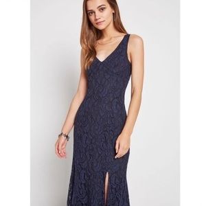 Navy Lace Dress with Train